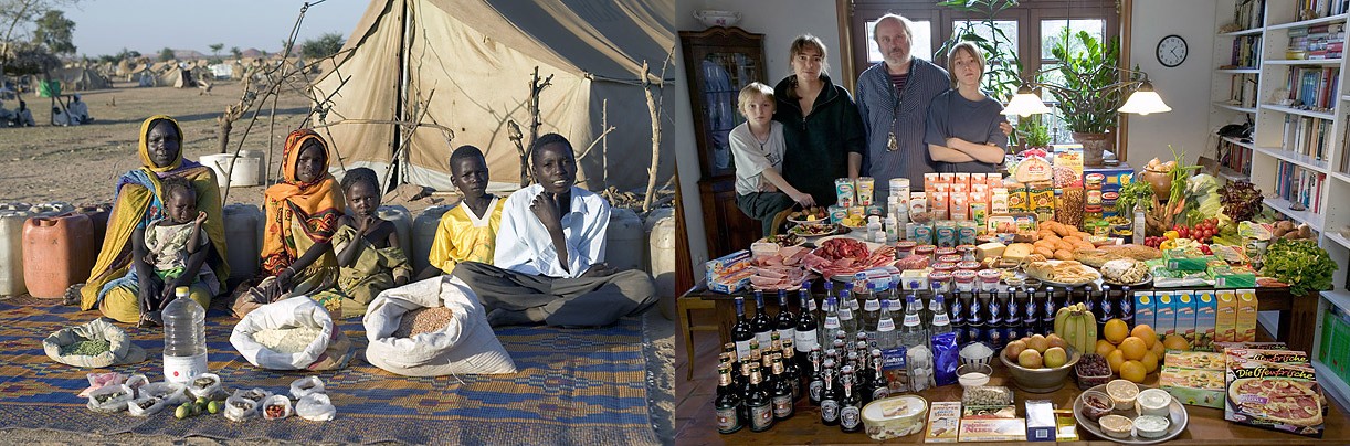 families from different countries and the food that they consumes for a week time