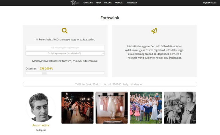 Custom coded feature rich WordPress website for Hungarian wedding photographers